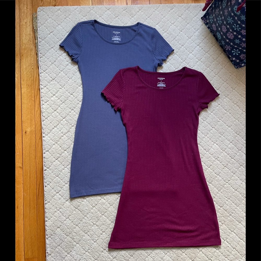 Maroon and blue mini dresses